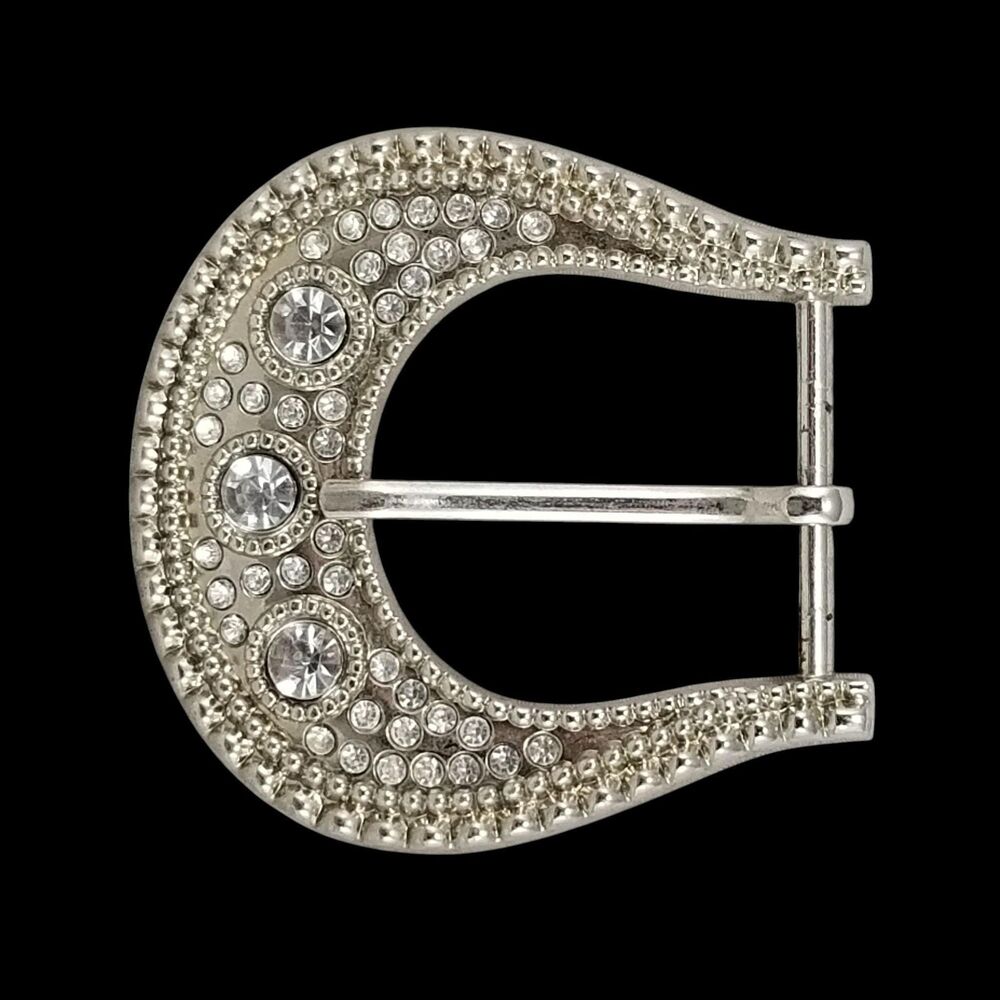 Rhinestone Western Belt Buckle Silver Sparkle Cowgirl Buckle for Women